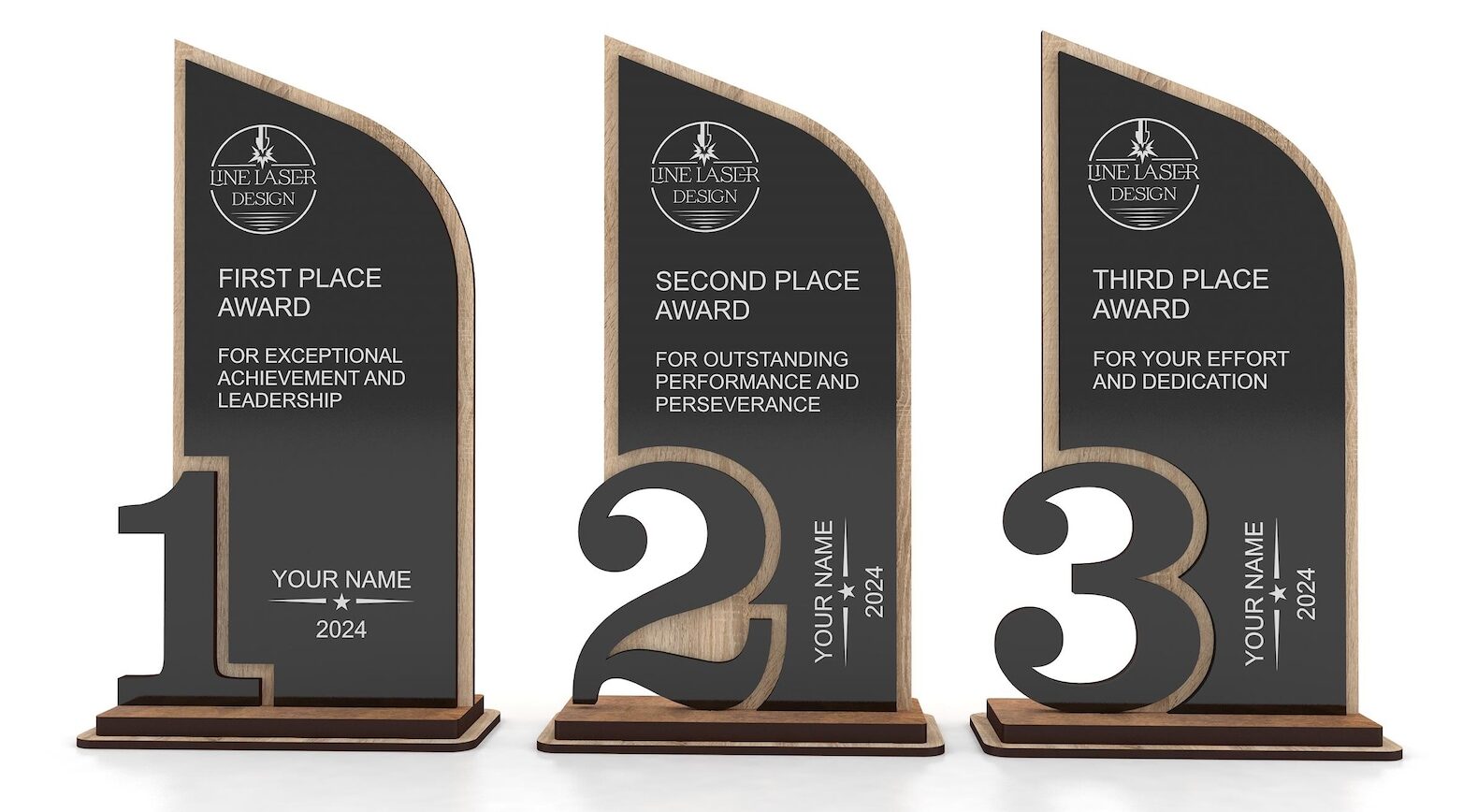Wood trophies laset Cut numbers
